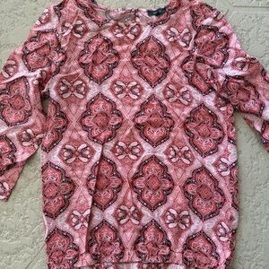 Elegant Red Patterned Women's Blouse